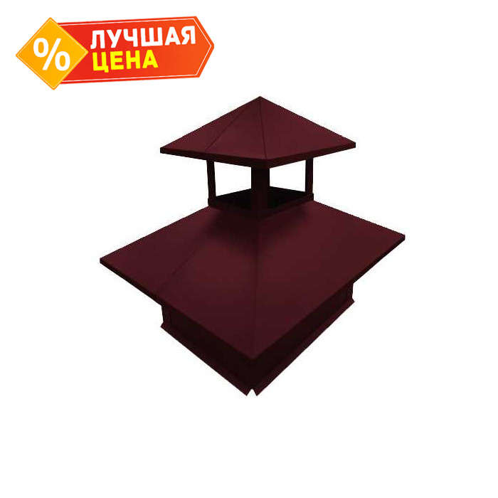 Дымник на трубу двойной 520х390мм 0,45 Drap с пленкой RAL 3005