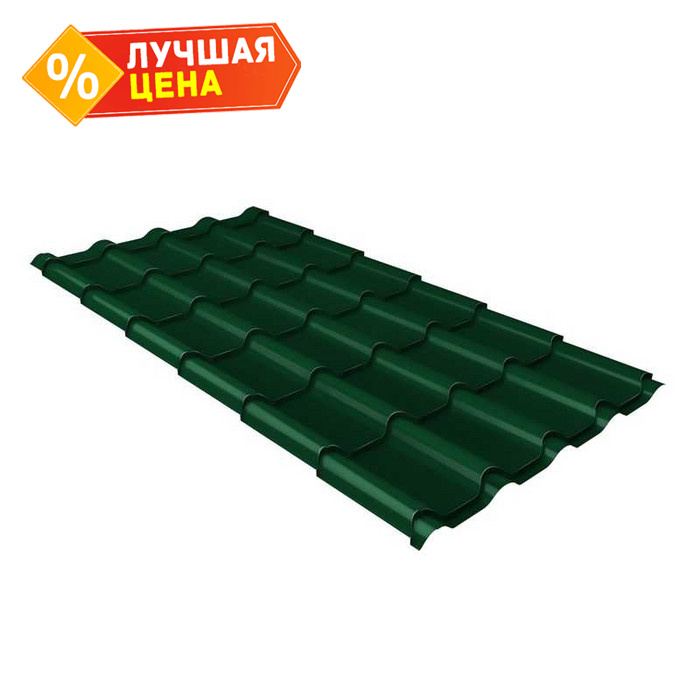 Металлочерепица Grand Line Kamea (Камея) 0,5 Quarzit RAL 6005 Зеленый мох