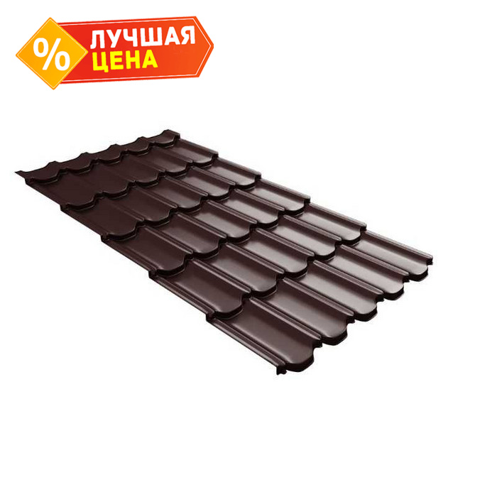 Металлочерепица Grand Line Kvinta plus (Квинта Плюс) 0,5 GreenCoat Pural Matt BT RR 887 Шоколад