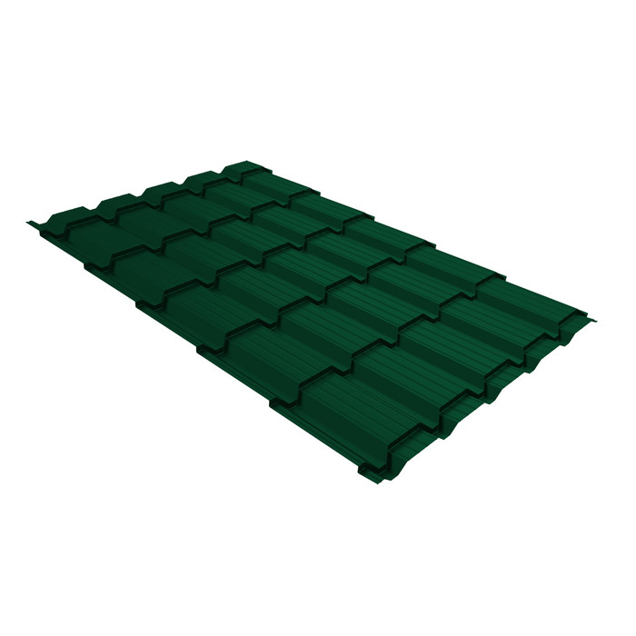 Металлочерепица Grand Line Верховье Quadro profi (Квадро Профи) 0,5 Satin Matt RAL 6005 зеленый мох