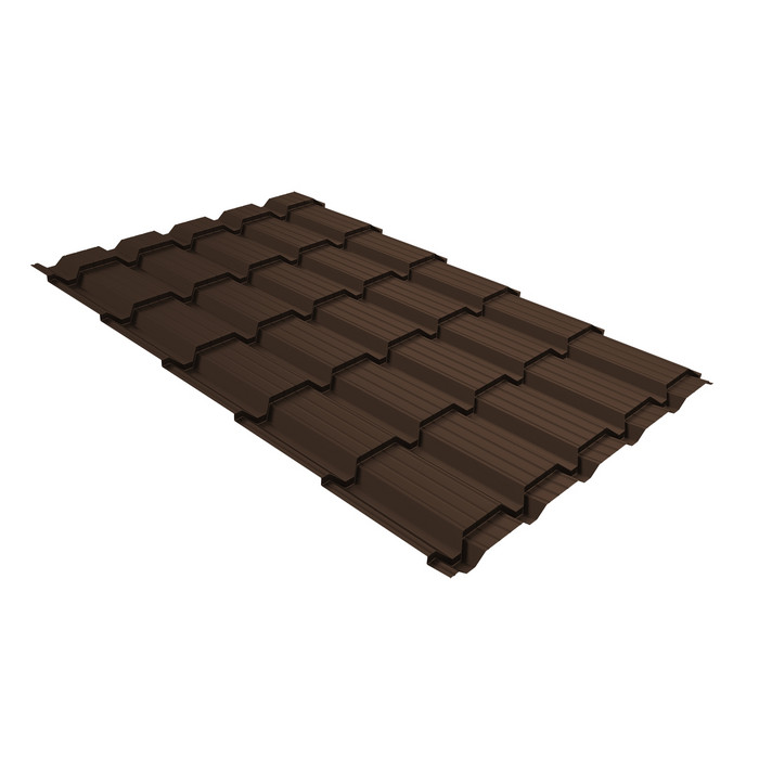 Металлочерепица Grand Line Верховье Quadro profi (Квадро Профи) 0,5 Satin RAL 8017 шоколад