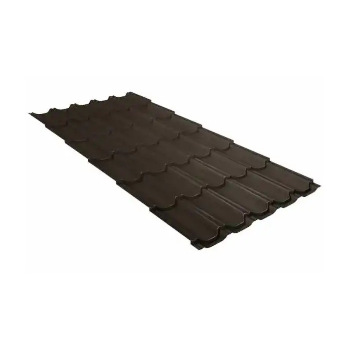 Металлочерепица Grand Line Kvinta plus (Квинта Плюс) 0,5 PurPro Matt RR 32 Темно-коричневый | c 3D резом