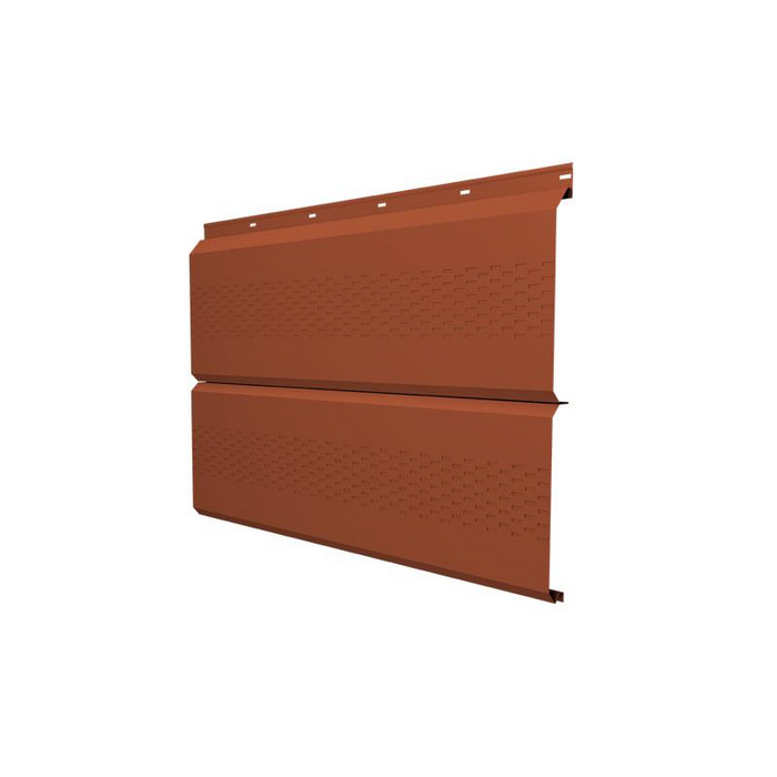 Софит ЭкоБрус с перфорацией 0,345 Grand Line 0,5 Satin с пленкой RAL8004 терракота